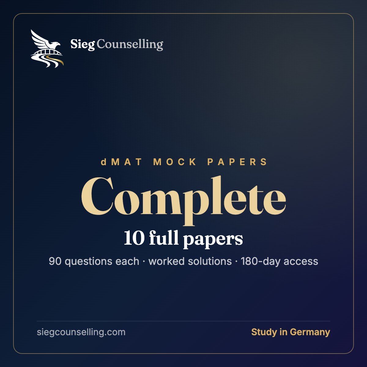Sieg dMAT Complete pack: 10 full mock papers
