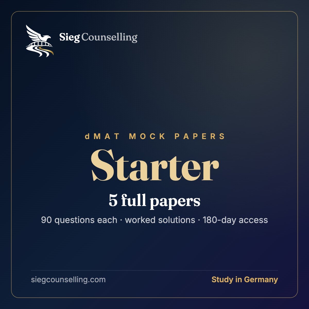 Sieg dMAT Starter pack: 5 full mock papers